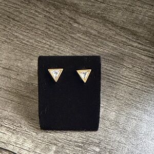 Gold plated stainless steel triangle stud earrings